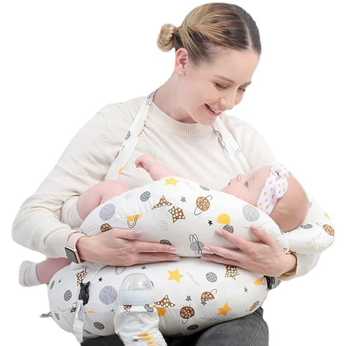 SNOWIE Soft? Baby Feeding Pillow for Mom Breastfeeding, Nursing Pillow with Infant Support Cushion, Multi Nursing Pad with Removable Neck Belt for Mom Baby Gifts