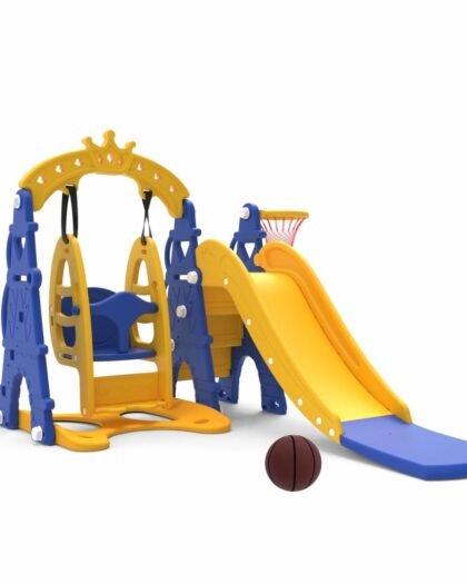 Solimo 3-in-1 Castle Slide & Swing for Indoor & Outdoor Use | for Kids 2-8 Years Old | Safe & Fun | Ideal for Boys & Girls | Toy for Kids | Easy Assembly