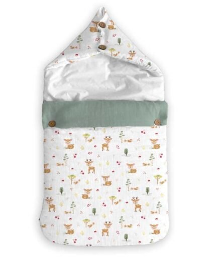 haus & kinder 3 in 1 Baby Sleeping Bag & Carry Nest | Cotton Bedding Set for Infants & New Born Baby | Portable/Travel & Skin Friendly | 0-6 Months (Whimiscal Woodland)
