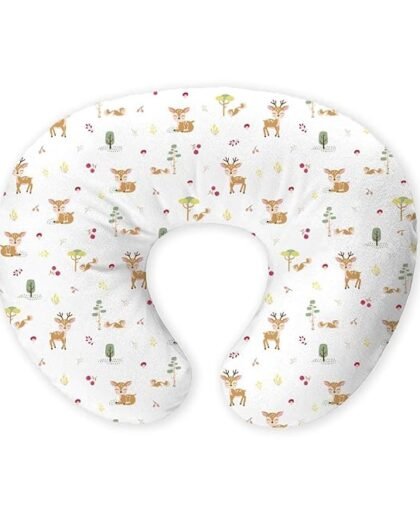 haus & kinder Newborn Nursing Feeding Pillow, Breastfeeding Pillows with Removable Cover, Infant Support for Baby and Mom Cradle 0-24 Months (Whimsical Woodland, Cotton Poplin, Multicolor)