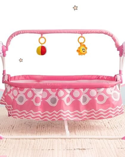 Infantso Lullabies Baby Cradle Automatic Swing with 3 Point Safety Harness, Remote Control, Mosquito Net, Soothing Musical, Extra Cushion, Baby Age 0-2 Years (Grey)