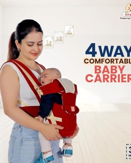 INFANTSO 4-Way Ergonomic Baby Carrier: Comfortable, Breathable, & Adjustable for 03-24 Months (Wine Red)