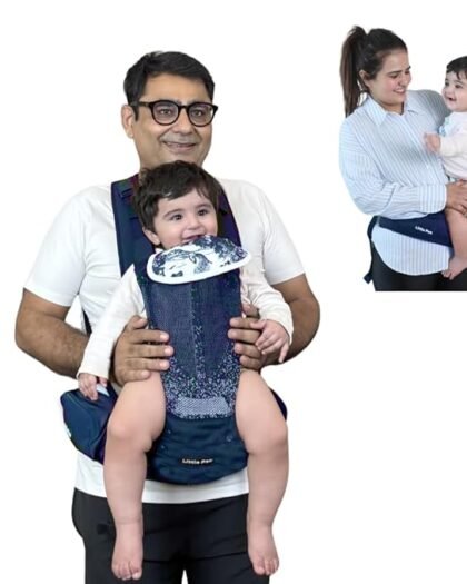Little Pea 6-in-1 Detachable Hip Seat Baby Carrier | Ergonomic 'M' Position, Adjustable & Supportive | Lightweight Baby Carrier for Toddlers | Front & Back Carrying | Multiple Pockets & Lumbar Support | Perfect for C-Section Moms | Baby Carrier Supports Up to 15 kg-Blue