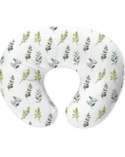 haus & kinder Newborn Nursing Feeding Pillow, Breastfeeding Pillows with Removable Cover, Infant Support for Baby and Mom Cradle 0-18 Months (Be-Leaf in Yourself, Cotton, Green)