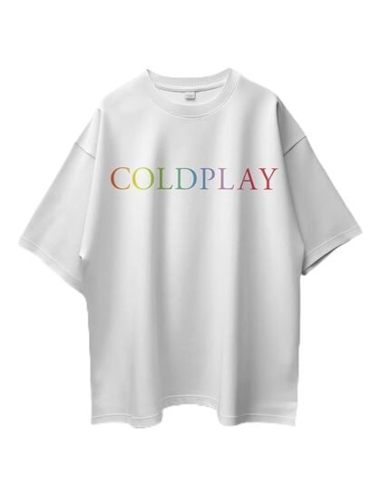 YORD Coldplay Music Band Logo Printed White T-Shirt