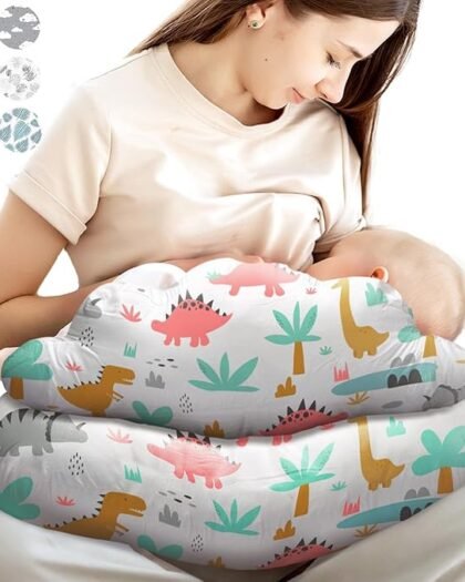 Nursing Pillow for Breastfeeding, New Born Infant Breastfeeding Pillows for More Support for Mom and Baby Cradle 0-24 Months Adjustable Waist Strap and Removable Cover (Dyno-Beige)