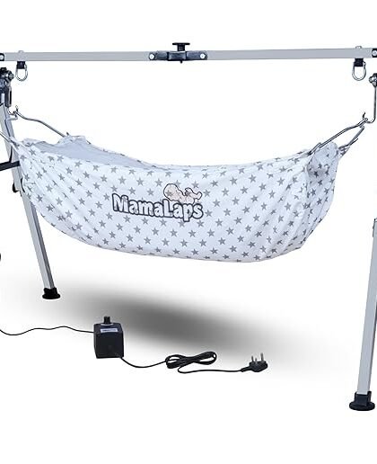 MamaLaps Stainless_Steel Automatic Nri Baby Cradles | Ss Folding Autoswing Cradle | Mild Steel Automatic Ghodiyu (Stainless Steel)