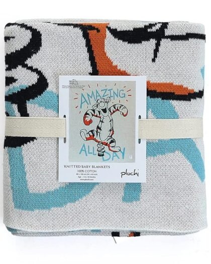 Pluchi Winnie The Pooh (Amazing All Day) Disney Cotton Knitted AC Blanket for Baby/Infant/New Born for Use in All Seasons (0-18 Months)(80x100 cm) (Ivory)