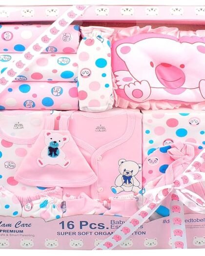 MOM CARE Newborn Gift Set Has All Born Baby Items for Both Newly Born Baby Boy or Girl for or Girls Unisex 16pcs Set Red