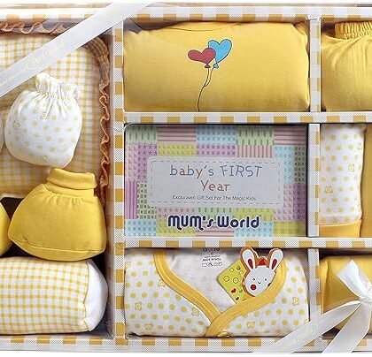 MOM CARE Newborn Baby Gift Set Has All Newborn Baby Essential Clothes in Baby Gift Set for or Girls Unisex 11 pcs Yellow