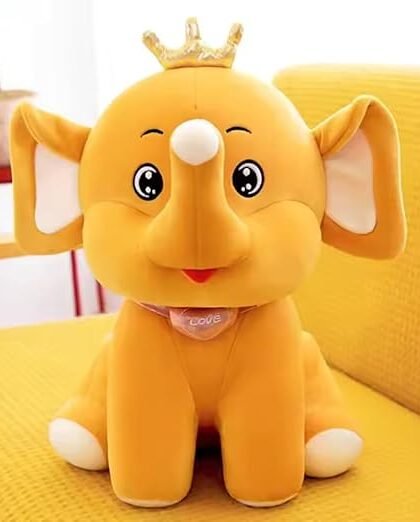 Crown Elephant Soft Toy – Adorable Plush Stuffed Elephant with Royal Crown for Kids, Toddlers & Animal Lovers