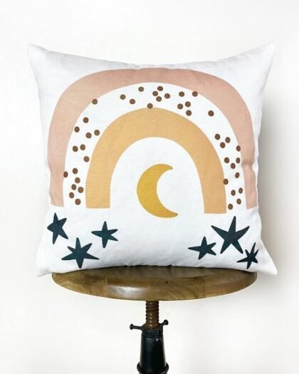 Rainbow with Stars | Throw Pillow Cover | Baby Nursery Decor | Baby Shower Decorations | Nursery Pillow | Gift Ideas