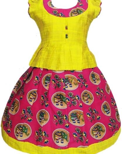 LOTUS ETHNIC Girl's Matanga Pattu Pavadai for Kids LEHENGA CHOLI Chaniya Choli South Indian Pattu Lehenga Langa Voni Birthday Party Dress