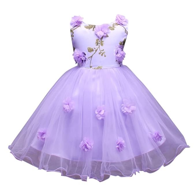 Hopscotch Girls Lavender Sleeveless Floral Applique Party Dress