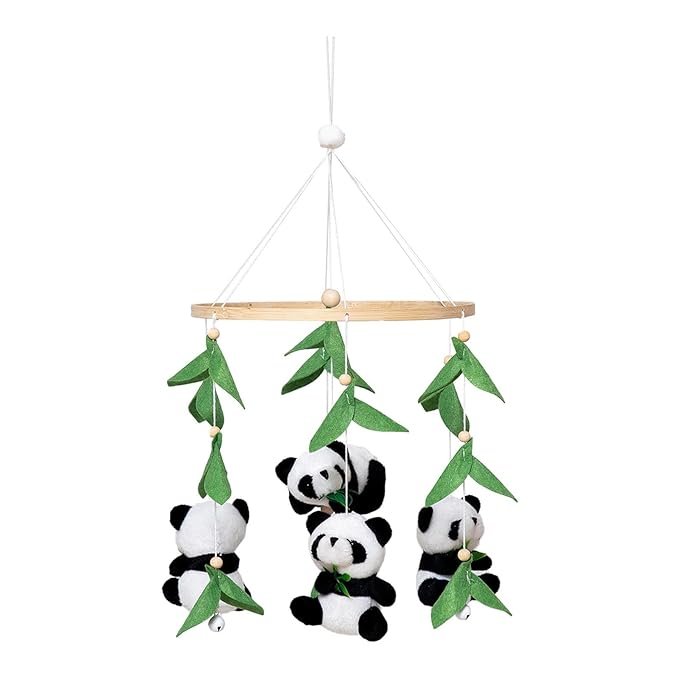 LOOM TREE® Panda Shape Baby Mobile Toy for Crib Wooden Handmade Cot Toy Cute Wind Chime Style A | Nursery Dãƒâ©Co | Mobiles