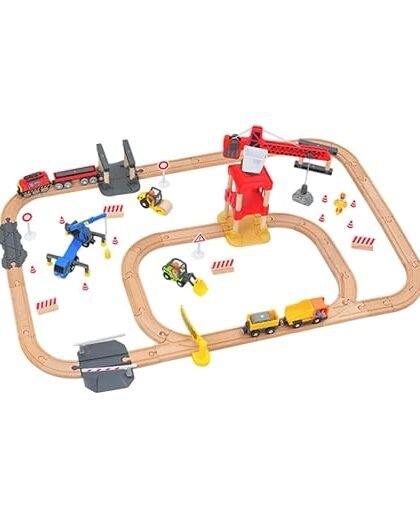 BNF Wooden Train Tracks Set Railway Set with Bridge for Children Kids Boys Girls Construction SiteBaby | Toys for Baby | Developmental Baby Toys1 Pounding Toy with 2 Mallets
