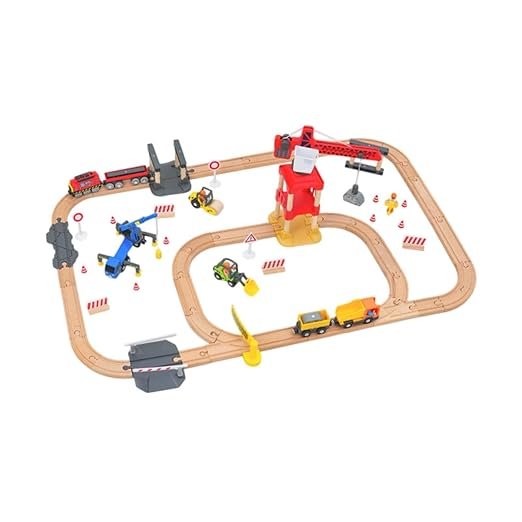 BNF Wooden Train Tracks Set Railway Set with Bridge for Children Kids Boys Girls Construction SiteBaby | Toys for Baby | Developmental Baby Toys1 Pounding Toy with 2 Mallets