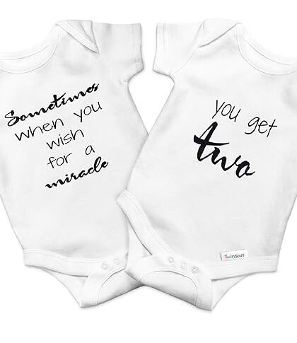 TWINSTUFF Twin Onesies Outfits Baby Girls & Boys, Perfect Newborn Twins 2 Pack