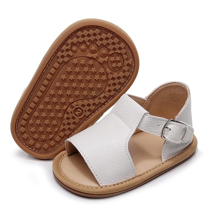 HONGTEYA Baby Girls Boys Sandals 0-24 Months Toddler Summer Baby Shoes Non-Slip Rubber Sole, Newborn Infant Walking Shoes Open Toe with Hook and Loop Indoor Outdoor