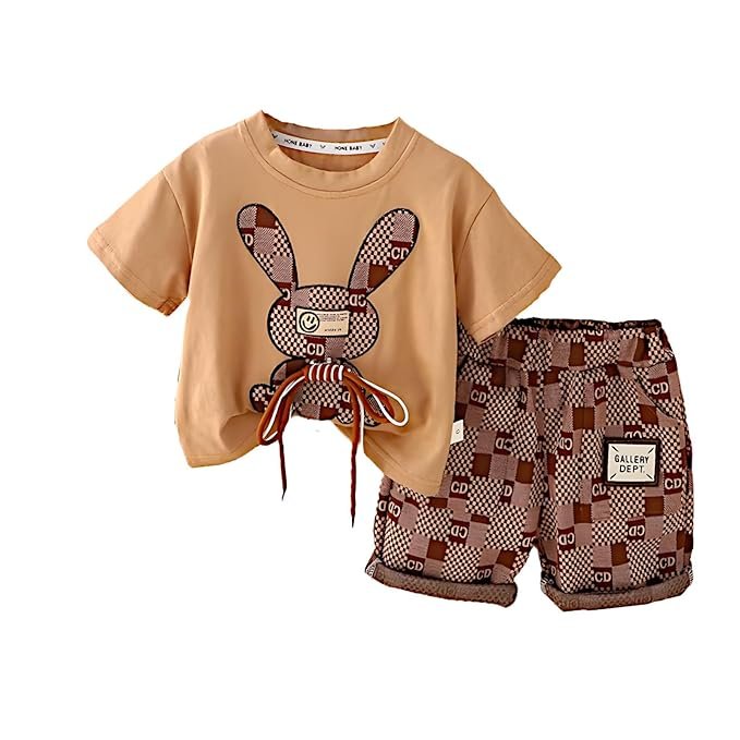 HONE BABY Hosiery Cotton Teddy Bear Design tshirt and Shorts Clothing Set for Baby Boys & Girls - Brown Color
