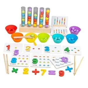 BNF Rainbow Clips Beads Toys Fine Motor Math Counting Toy for Girls Age 3~6 5 TubesBaby | Toys for Baby | Developmental Baby Toys1 Set Wooden Beads Color Sorting Toys