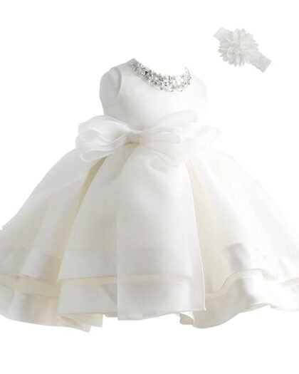 Coozy Baby Girl Dress Christening Baptism Gowns Flower Girl Special Occasion Dress (6M(6-12Months), Ivory)