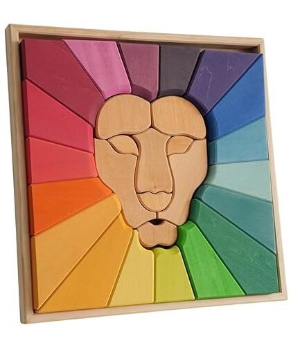 BNF Wooden Puzzle Learning Toy Lion Stacking Puzzle for Children Girls Boys KidsBaby | Toys for Baby | Developmental Baby Toys1 Dinosaur Truck Car Toy 6 Mini Cars