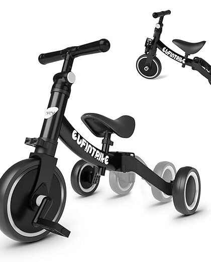 besrey 5 in 1 Toddler Bike for 1-3 Years Old Kids, Toddler Tricycle Kids Trikes Tricycle Ideal for Boys Girls, Black
