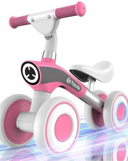 Yoyuto Baby Balance Bike for 1 Year Old Boys Girls 12-36 Month Toddler, 4 Silence Wheels Soft Seat Pre-School First Riding Toys Toddler First Birthday Gifts (Pink)