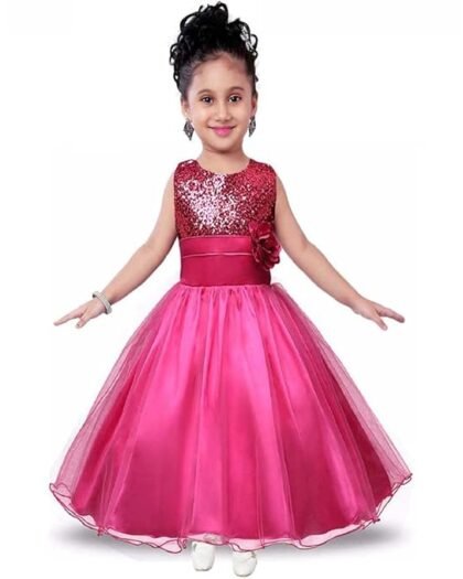 SOFYANA Girl's Satin A-Line Knee-Length Dress