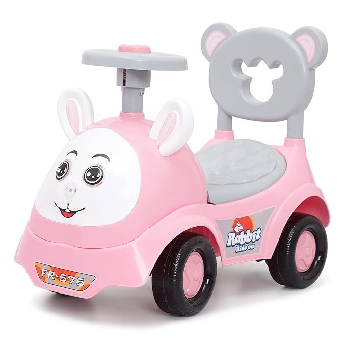 eHomeKart Kids Push Car Rabbit Rider Ride-On - Toy Car Rider for Baby with Music Horn, Backrest and Under Seat Storage Utility Box for Toys - Suitable for Boys and Girls of Age 1 Year to 3 Years