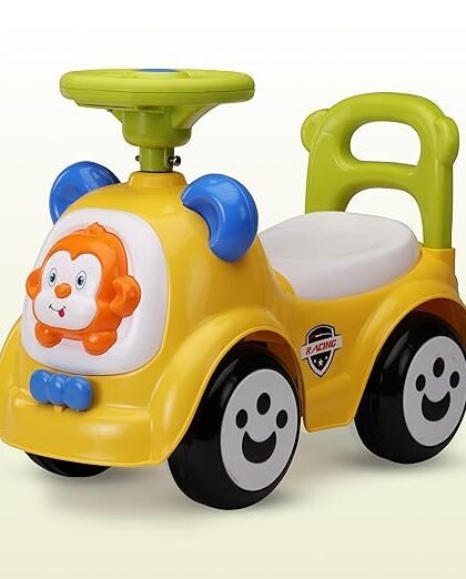 LuvLap Sunny Ride on & Car for Kids with Music & Horn Steering, Push Car for Baby with Backrest, Safety Guard, Under Seat Storage & Big Wheels, Ride on for Kids 1 to 3 Years Upto 25 Kgs (Yellow)