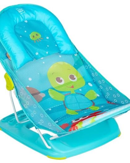 Mee Mee Newborn Baby Bather Bath Chair |Foldable |3 Position Adjustable Chair |Washable Soft Mesh Seat Green