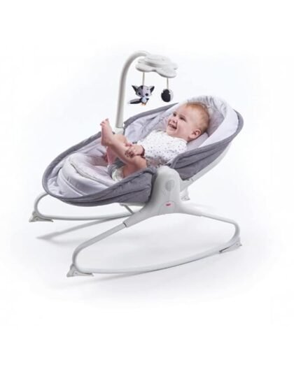 Tiny Love 3-in-1 Cosy Baby Rocker - Baby Napper with Sun Canopy & 3 Recline Positions (Grey, Birth+ to 9 Months)