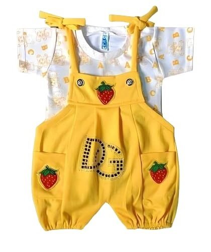 Dungaree For Baby Boys & Baby Girls Casual Printed Cotton Blend (Pack of 1)