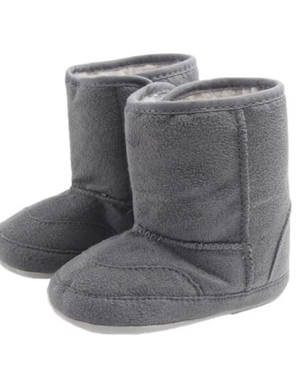 THE STYLE SUTRA® Baby Soft Sole Anti-Slip Mid Calf Winter Warm Infant Prewalker Snow Boots 12-18 Months Gray