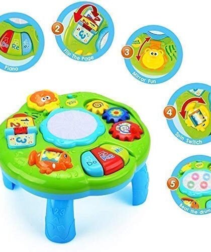 galaxy hi-tech musical learning table baby toys - early educational development activity center multiple modes game for toddlers boys girls kids infant music lighting animals sound gifts-Multi color