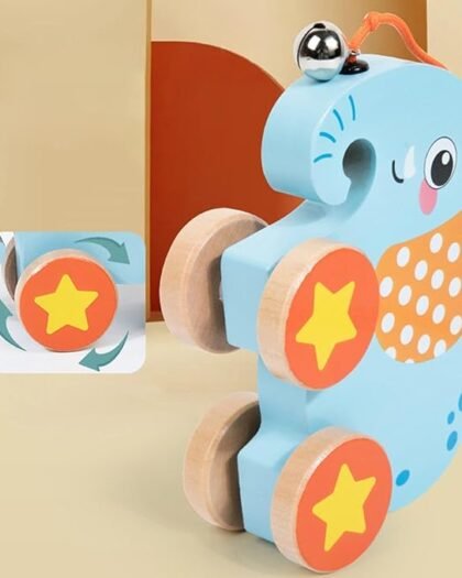 ATORSE™ Pull Along Walking Toys Wooden Wheel Animal Toy for Kids Children Boys Girls Elephant|Baby | Toys for Baby | Developmental Baby Toys