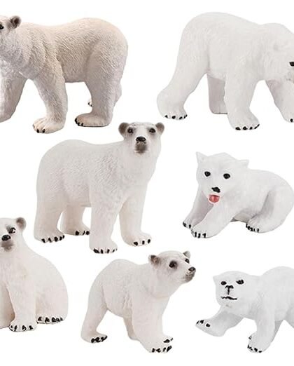 ATORSE® Toy Arctic Bear Animal Figures Model Cake Topper for Party Favors Boys Girls 7pcs
