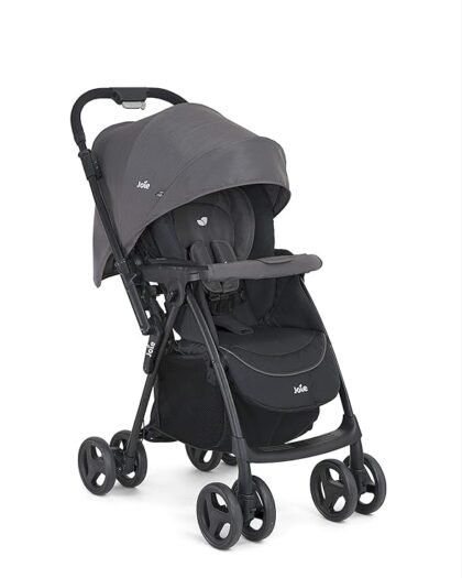 Joie Mirus Lightweight Baby Stroller-Pram with Reversible Handle, Hand Brake and One-Hand Fold, Buggy for Kids 0-2 Years(Upto 17.5 Kg), Ember, 1 Count(Pack of 1)(S1703Aaemb000), Black