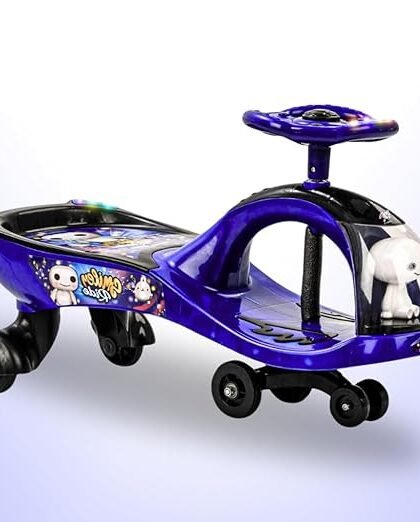 Storio Swing Ride on & Car for Kids with Music & Horn Steering, Push Car for Baby with Backrest, Safety Guard, Under Seat Storage & Big Wheels, Ride on for Kids 0 to 3 Year - Blue