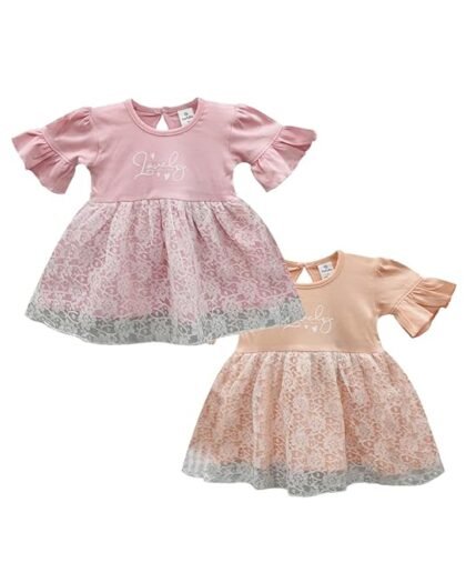 Farfalla Baby Girl Casual Frock | Half Sleeve and Sleeveless Floral Printed Attractive Dress | Soft and Light Weight | Pure Cotton Frocks for Babies