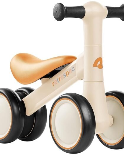 Retrospec Cricket Baby Walker Balance Bike with 4 Wheels for Ages 12-24 Months - Toddler Bicycle Toy for 1 Year Old’s - Ride On Toys for Boys & Girls