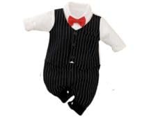 LIVESWAG Autumn and Spring Cotton Full Sleeved Applique Bow Boys Black Vertical line Print Newborn Solid Bodysuit Baby Clothes Baby Rompers