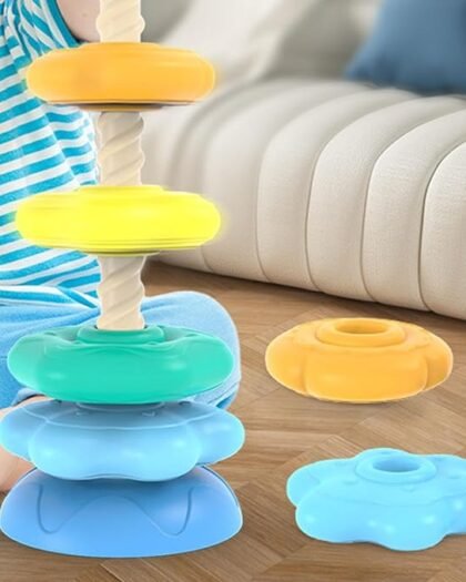 ATORSE Stacking Toy Fun Rainbow Tower for Boys and Girls Baby 6-12 Months 6 Layers