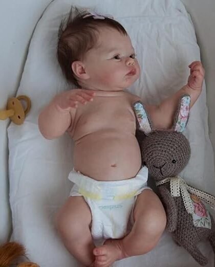 RXDOLL 18 inch Reborn Baby Dolls Anatomically Correct Girl Realistic Newborn Baby Dolls Silicone Vinyl Full Body Real Life Baby Doll Washable Toy Gifts for Kids Age 3+