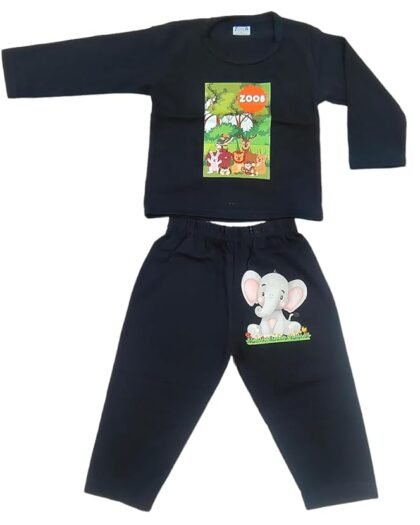 DEVANSH ENTERPRISEIN Baby Full Sleeve Clothes Set for Baby Boy and Girl | Baby Cotton Dress | T-shirts Pant Set for Baby (Pack Of 1) (Blue_Desing_2, 10 to 12 months)