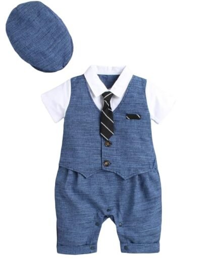 HopscotchBaby Boy's Cotton Romper with Cap